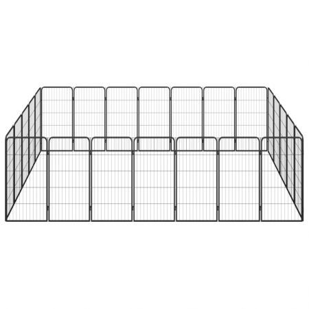 24-Panel Dog Playpen Black 50x100 cm Powder-coated Steel