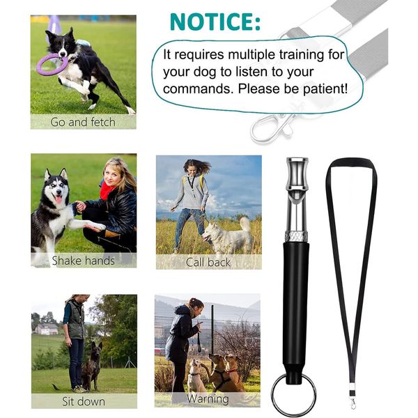 Dog Whistle,2 Pack Professional Ultrasonic Dog Whistle,Recall Training,Stop Barking Control Devices with Black Lanyard