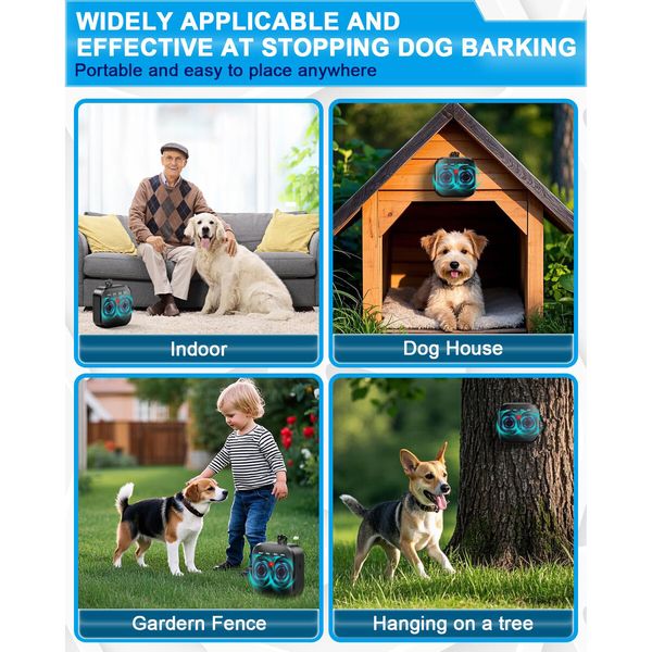 Dog Bark Deterrent Device,Ultrasonic Bark Stopper,Safe & Effective Rechargeable Bark Box for Indoor & Outdoor Use,Humane Anti Barking Device for Dogs