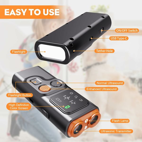 BarkGuard Pro,BarkGuard Anti Barking Device Dog Bark Deterrent Devices with HD Display and LED Flashlight,Anti-Bark Device (2Pack)