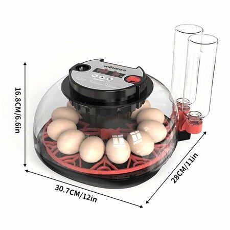 Egg Incubator Hatching Chick Automatic Turning Stop Candler Hatch Days Humidity Display Control 12 Egg Poultry