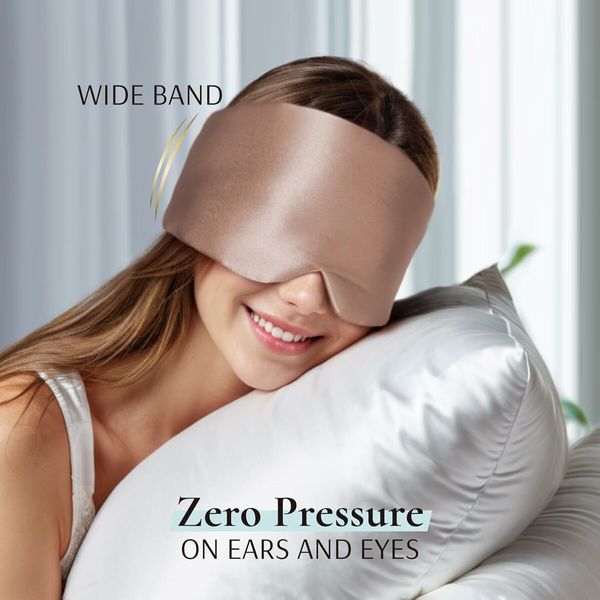 Sleep Mask Eye Mask for Man and Woman with Adjustable Headband, Full Size Large Sleep Mask for All Night Sleep, Travel 1 Pack (Champagne)