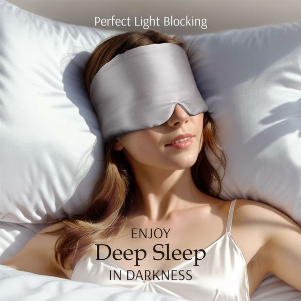 Sleep Mask Eye Mask for Man and Woman with Adjustable Headband, Full Size Large Sleep Mask for All Night Sleep, Travel 1 Pack (Gray)