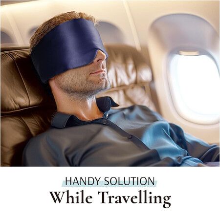 Sleep Mask Eye Mask for Man and Woman with Adjustable Headband, Full Size Large Sleep Mask for All Night Sleep, Travel 1 Pack (Navy Blue)