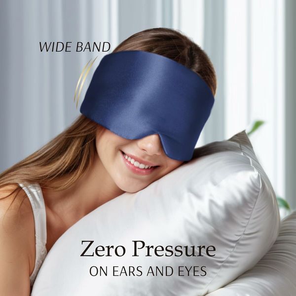 Sleep Mask Eye Mask for Man and Woman with Adjustable Headband, Full Size Large Sleep Mask for All Night Sleep, Travel 1 Pack (Navy Blue)