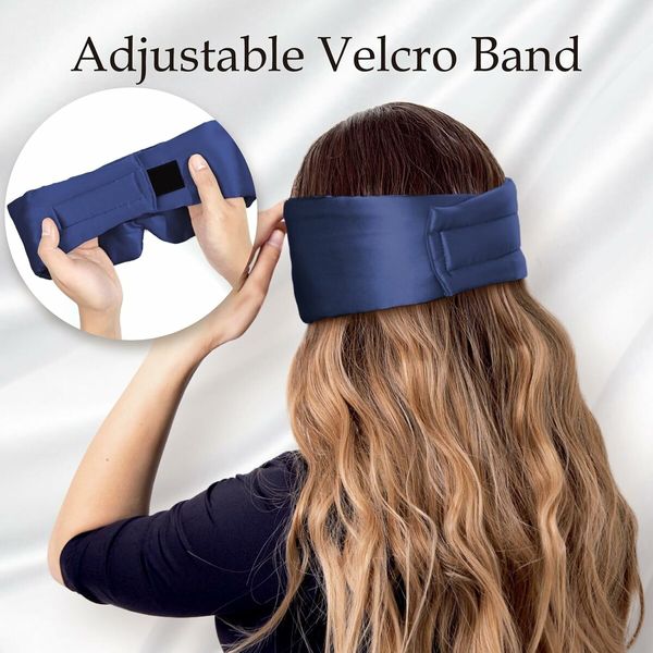 Sleep Mask Eye Mask for Man and Woman with Adjustable Headband, Full Size Large Sleep Mask for All Night Sleep, Travel 1 Pack (Navy Blue)
