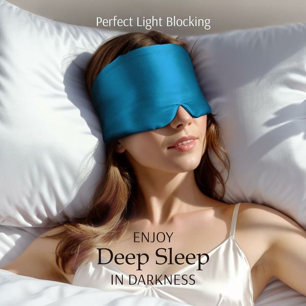 Sleep Mask Eye Mask for Man and Woman with Adjustable Headband, Full Size Large Sleep Mask for All Night Sleep, Travel 1 Pack (Peacock Blue)