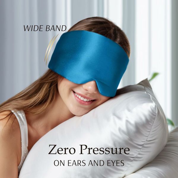 Sleep Mask Eye Mask for Man and Woman with Adjustable Headband, Full Size Large Sleep Mask for All Night Sleep, Travel 1 Pack (Peacock Blue)