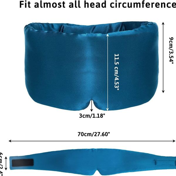 Sleep Mask Eye Mask for Man and Woman with Adjustable Headband, Full Size Large Sleep Mask for All Night Sleep, Travel 1 Pack (Peacock Blue)