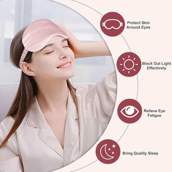 Soft Blackout Eye Mask for Women Men,Sleeping Mask Night Blindfold for Night Sleep, Travel, Nap, 1 Pack Pink