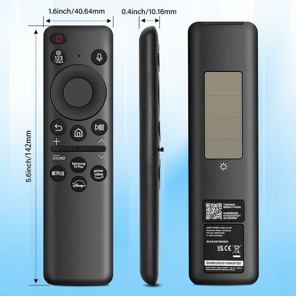 BN59-01432A Solar Voice Remote Replacement for TV Remote with Bluetooth Rechargeable Solar Cell,Compatible with Sam---sung TV - Black