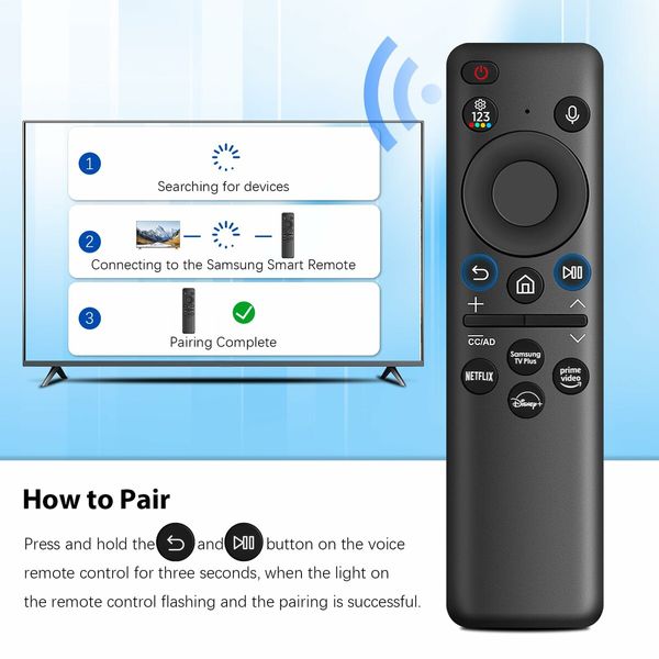 BN59-01432A Solar Voice Remote Replacement for TV Remote with Bluetooth Rechargeable Solar Cell,Compatible with Sam---sung TV - Black