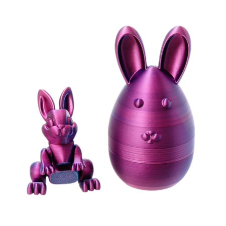 6pcs Movable Joint 3D Printed Bunny Egg Set Rabbit Fidget Toy with Egg Easter Decor.