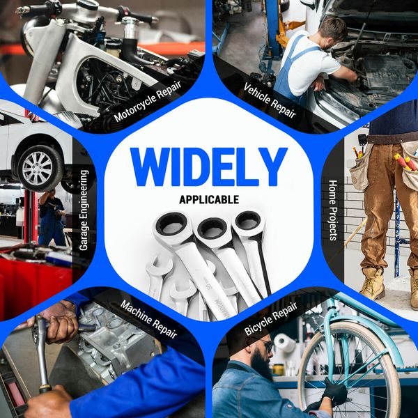 17pcs Wrench Spanner Set Metric Ratchet 90 Tooth Gear Hand Ratcheting Tool Kit Nickle Plating CRV Steel with Storage Pouch