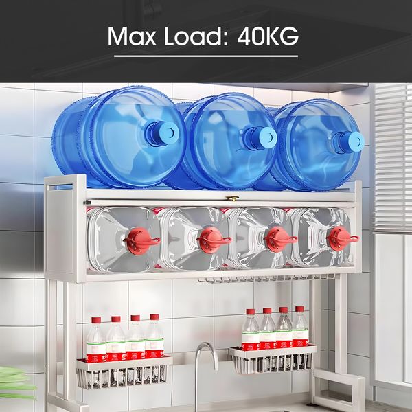 Dish Drying Rack Holder Drain Caddy Kitchen Drainer Cutlery Plate Cup Utensil Storage Over The Sink Organiser Enclosed With Hook Door 95cm