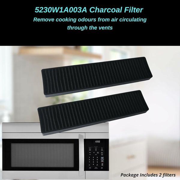 2 Pcs 5230W1A003A Replacement Charcoal Filters for LG Microwaves LMV2031ST, LMV2031BD, LMHM2237ST, LMV2031SS
