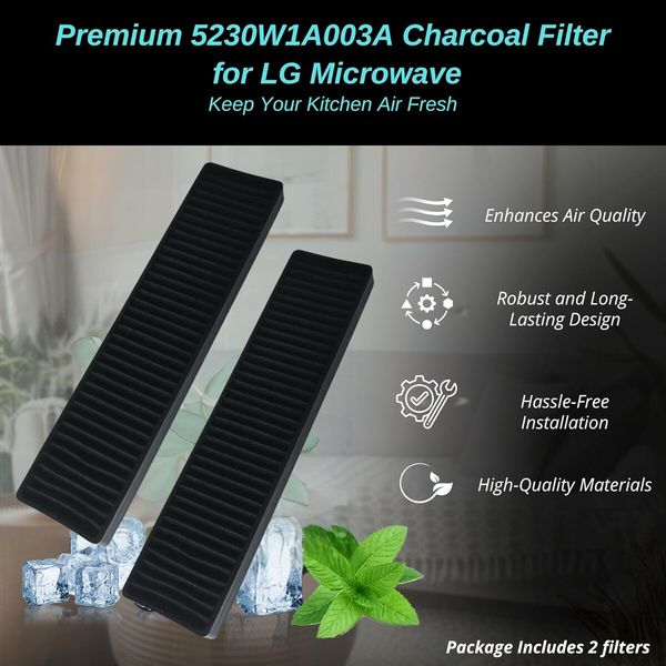 2 Pcs 5230W1A003A Replacement Charcoal Filters for LG Microwaves LMV2031ST, LMV2031BD, LMHM2237ST, LMV2031SS