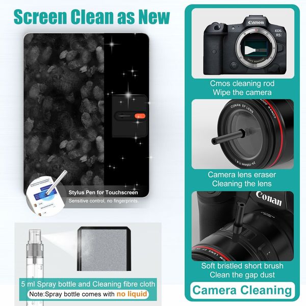 32 in 1 Cellphone Cleaning Kit with Port& Cable Cleaner,Stylus Pen,SIM Tool Multi-Device Cleaner for Mobile Phone,Laptop,Keyboard Camera Lens(Black)