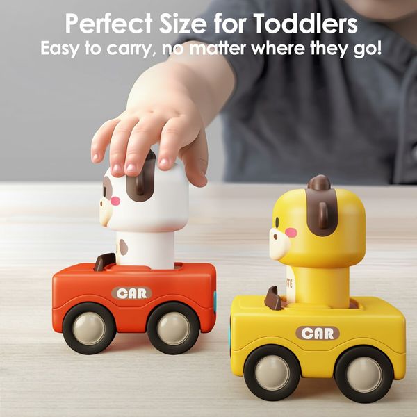 Press to Go Car Toys,Animal Racing Cars,Infant Play Vehicle Set,Push Go Friction Car Toys,Birthday Gifts,Age3+