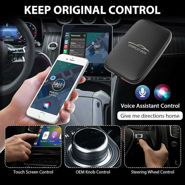 3 in 1 Wireless CarPlay Adapter 2025 Upgraded,Wireless CarPlay and Android Auto Adapter Built in Netflix YouTube Support TF Card,Factory Car Play Video Box