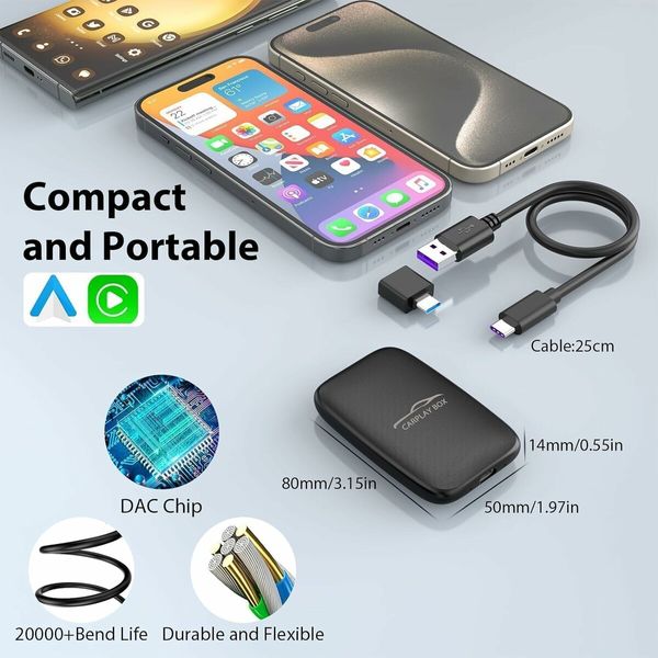 3 in 1 Wireless CarPlay Adapter 2025 Upgraded,Wireless CarPlay and Android Auto Adapter Built in Netflix YouTube Support TF Card,Factory Car Play Video Box