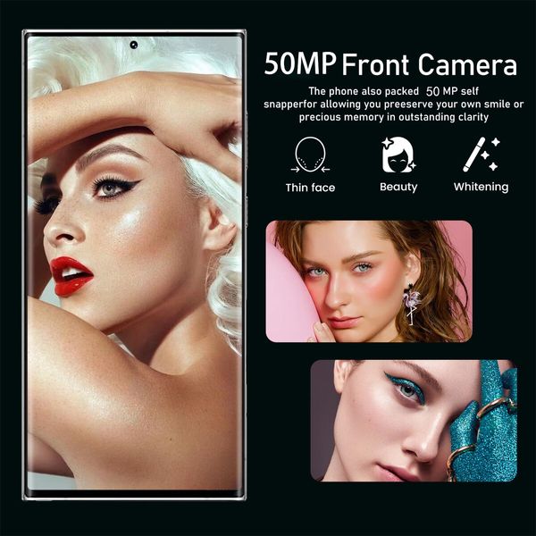 4G Smartphone 7.3inch 8GB+256GB Dual SIM Android 13.0 Unlocked Mobile Phones Color Purple