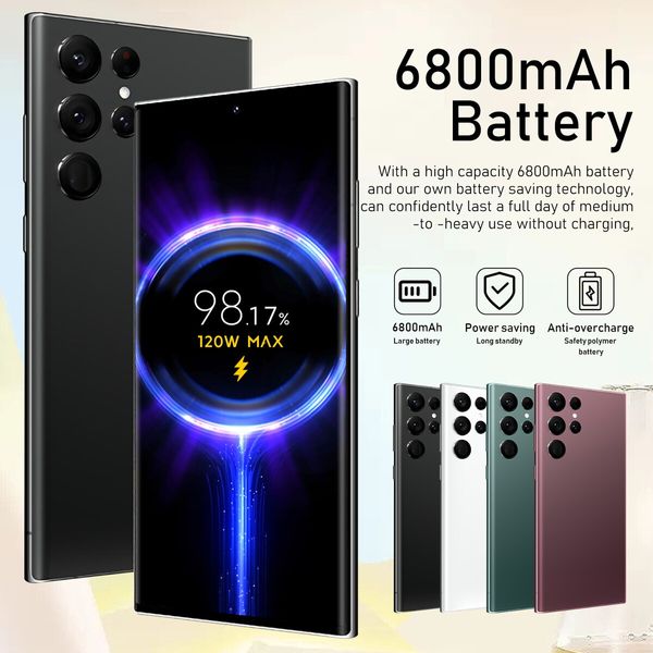 4G Smartphone 7.3inch 8GB+256GB Dual SIM Android 13.0 Unlocked Mobile Phones Color Purple
