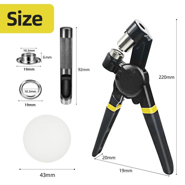 Grommet Tool Kit,3/8 inch Handheld Eyelet Kit Manual Grommet Press Machine with 500 pcs 10 mm Grommets
