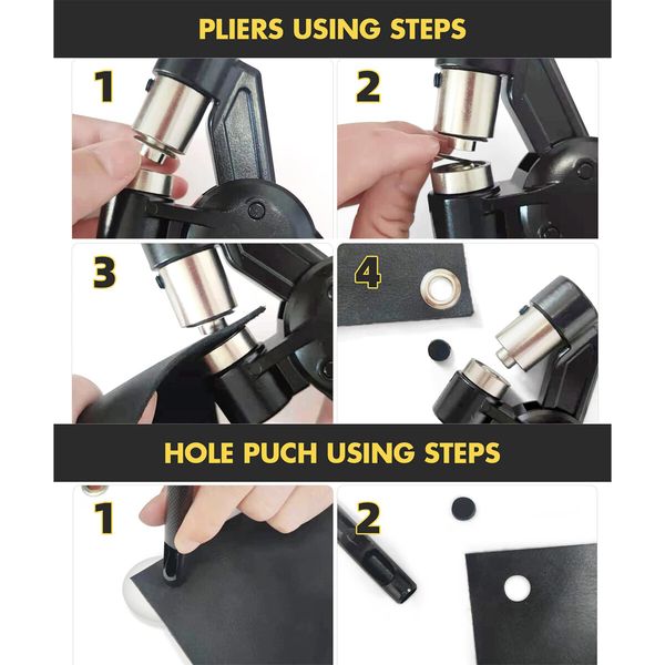 Grommet Tool Kit,3/8 inch Handheld Eyelet Kit Manual Grommet Press Machine with 500 pcs 10 mm Grommets