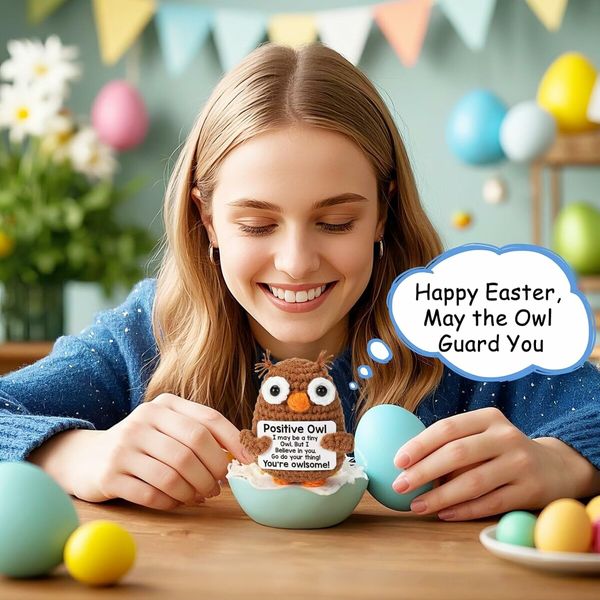 Inspirational Emotional Positive Crochet Owl Support Easter Baskets Stuffer Gifts for Kids Daughter Son Teenagers