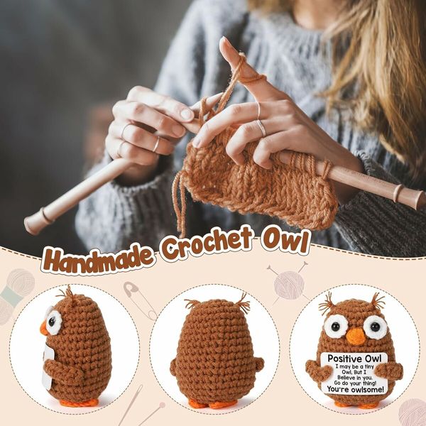 Inspirational Emotional Positive Crochet Owl Support Easter Baskets Stuffer Gifts for Kids Daughter Son Teenagers