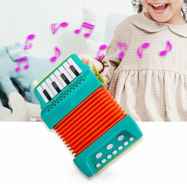 10 Keys and 8 Bass Piano Accordion Music Education Easy to Play Portable Children Accordion Toy For Boys Girls Color Green