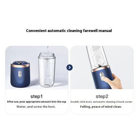 Blue Portable Juicer Small Juice Cup Multifunctional Includes 2 Cups for Students & Household Use