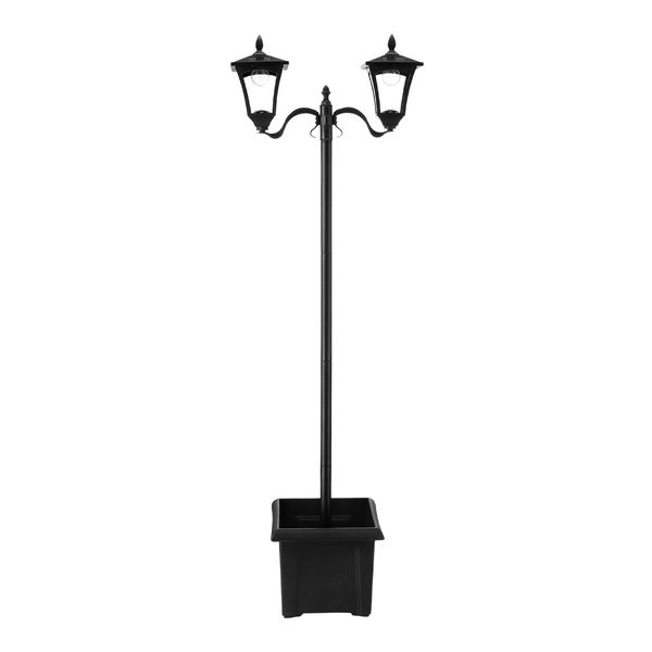186cm Solar Led Light Post Planter Outdoor Street Garden Security Pole Lamp Driveway Pathway Patio Yard Energy Powered Pillar Lantern Double Lights