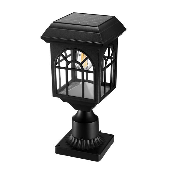 Solar Led Post Light Outdoor Garden Gate Street Pathway Security Lamp Cap Lantern Driveway Pole Pillar Energy Powered Landscape Patio Fence Yard Decor