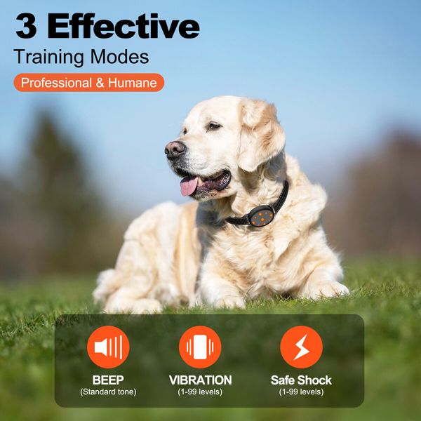 Smart Dog Training Collar Anti-Barking Device Electronic Collar for Pet Training Dog Repellent