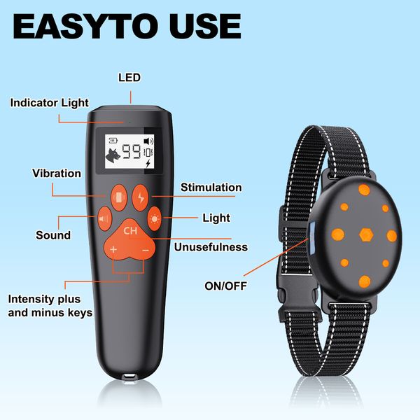 Smart Dog Training Collar Anti-Barking Device Electronic Collar for Pet Training Dog Repellent