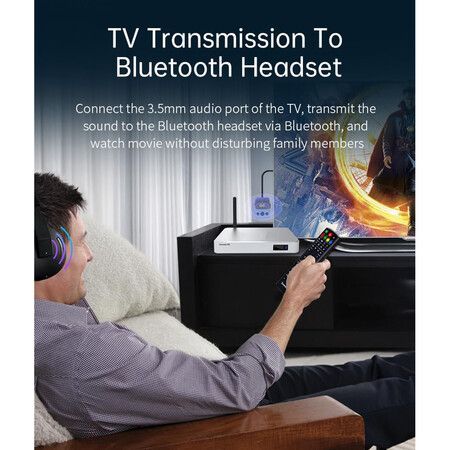 Bluetooth 5.3 Transmitter Receiver for Airplane,Dual Pairing Wireless Bluetooth Adapter Compatible 2 AirPods Headphones with Monitor