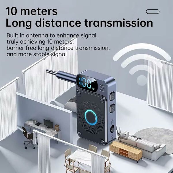 Bluetooth 5.4 Transmitter Receiver Adapter for Airplane Headphones, 2 in 1 Wireless Bluetooth 3.5mm Aux Audio Transmitter, Receiver for TV