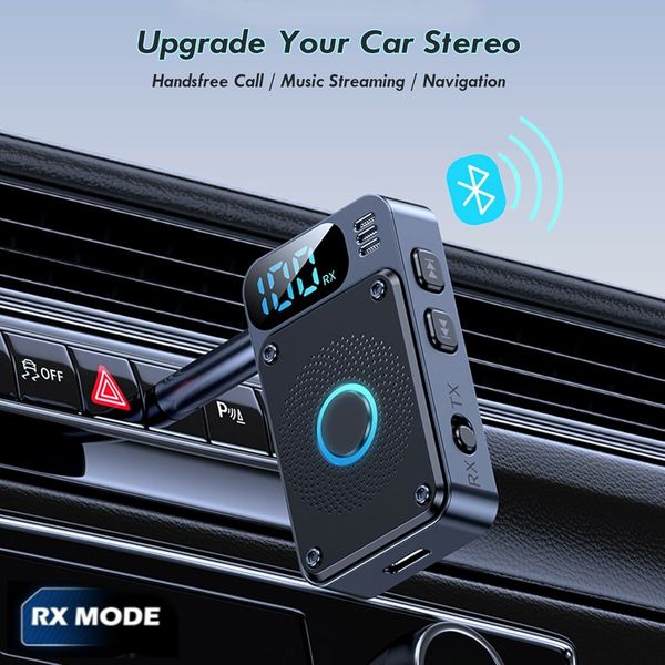 Bluetooth 5.4 Transmitter Receiver Adapter for Airplane Headphones, 2 in 1 Wireless Bluetooth 3.5mm Aux Audio Transmitter, Receiver for TV