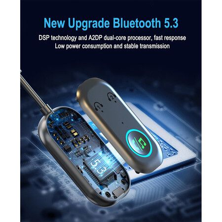 Bluetooth Transmitter Receiver, 3.5MM to Bluetooth 5.3 Transmitter, 2 in 1 Airplane Bluetooth Adapter for Headphone, TV