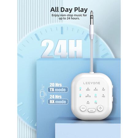 Bluetooth 5.4 Wireless Audio Transmitter Receiver for AirPods, Headphones, TVs and Gym Equipment, Dual Link Connect 2 Wireless Headphones