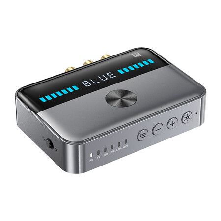 RGB Bluetooth 5.3 Audio Receiver Transmitter, Bluetooth Audio Adapter for Old Home Stereo, Speakers TV with Display, USB, RCA, 3.5mm AUX, DAC, Coaxial