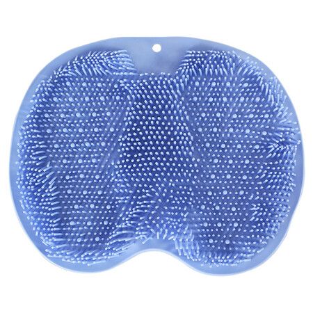 Shower Foot and Back Scrubber Mat, Wall Mounted Shower Foot Scrubber with Suction Cups, Massage Foot Cleaner for Shower (Blue)