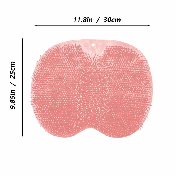 Shower Foot and Back Scrubber Mat, Wall Mounted Shower Foot Scrubber with Suction Cups, Massage Foot Cleaner for Shower (Pink)