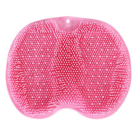 Shower Foot and Back Scrubber Mat, Wall Mounted Shower Foot Scrubber with Suction Cups, Massage Foot Cleaner for Shower (Pink)