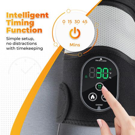 Cordless Heated Knee Massager, 3-in-1 Electric Knee Massager with Heat for Knee Elbow Shoulder Wrap with 3 Vibration & Heating Modes