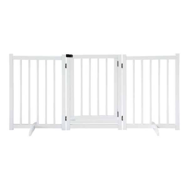 Dog Fence Pet Gate Puppy Safety Guard Indoor Wooden Playpen Foldable Cat Barrier Protection Net Stair Partition White 3Panels