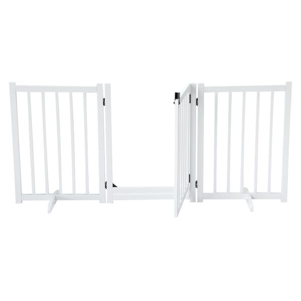 Dog Fence Pet Gate Puppy Safety Guard Indoor Wooden Playpen Foldable Cat Barrier Protection Net Stair Partition White 3Panels