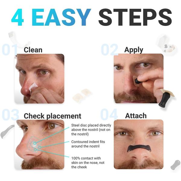 Magnetic Nose Strips, 60 Pcs Easier Breath Nasal Strips Anti Snoring, Nose Strips Better Sleep AntiSnore Sleep Aid for Sleep Travel Sports